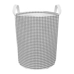 Black And White Windowpane Pattern Print Round Laundry Basket