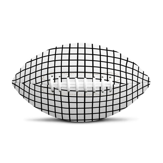 Black And White Windowpane Pattern Print Rugby Ball