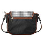 Black And White Windowpane Pattern Print Saddle Bag