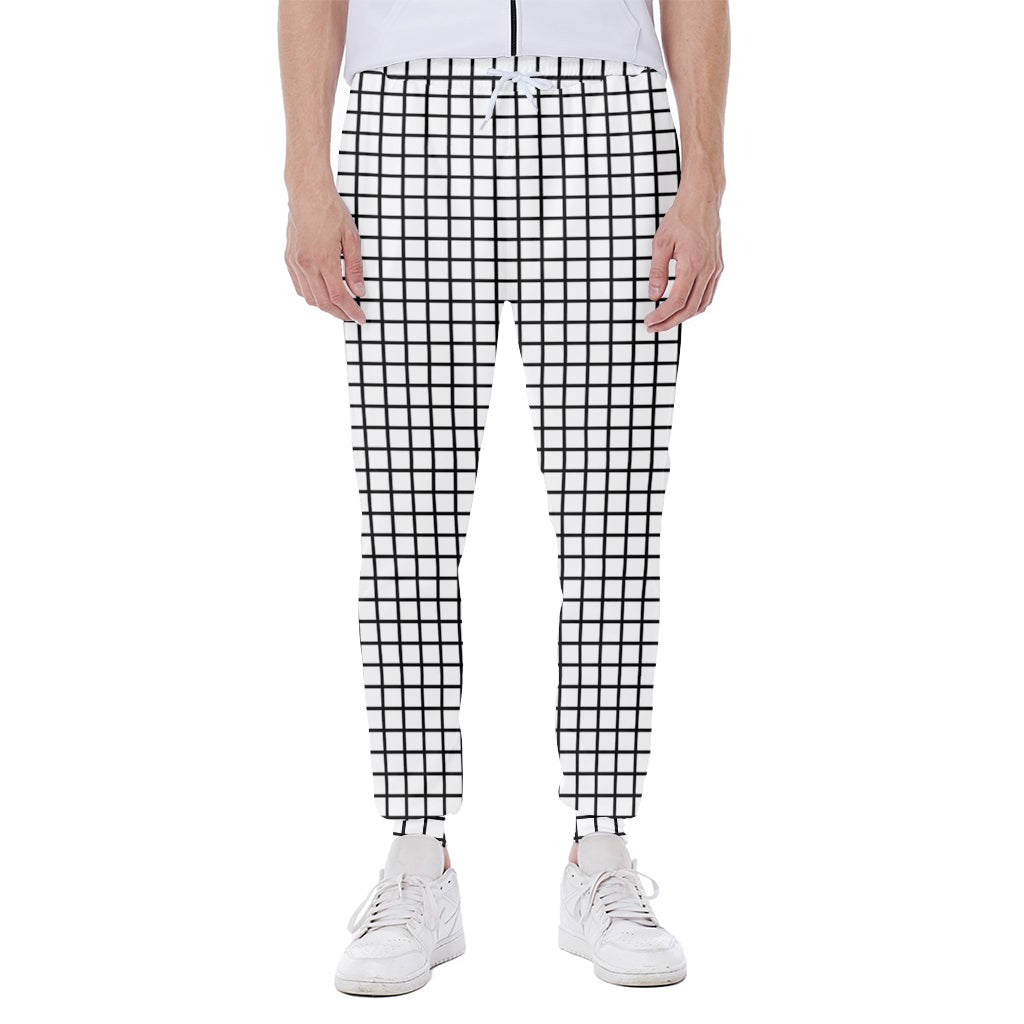 Black And White Windowpane Pattern Print Scuba Joggers