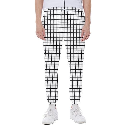 Black And White Windowpane Pattern Print Scuba Joggers
