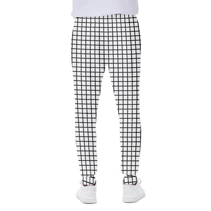 Black And White Windowpane Pattern Print Scuba Joggers