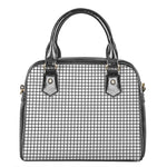 Black And White Windowpane Pattern Print Shoulder Handbag