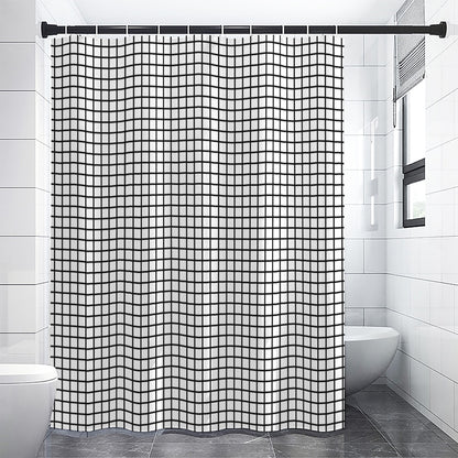 Black And White Windowpane Pattern Print Shower Curtain