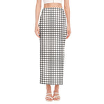 Black And White Windowpane Pattern Print Side Slit Maxi Skirt