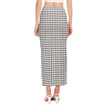 Black And White Windowpane Pattern Print Side Slit Maxi Skirt