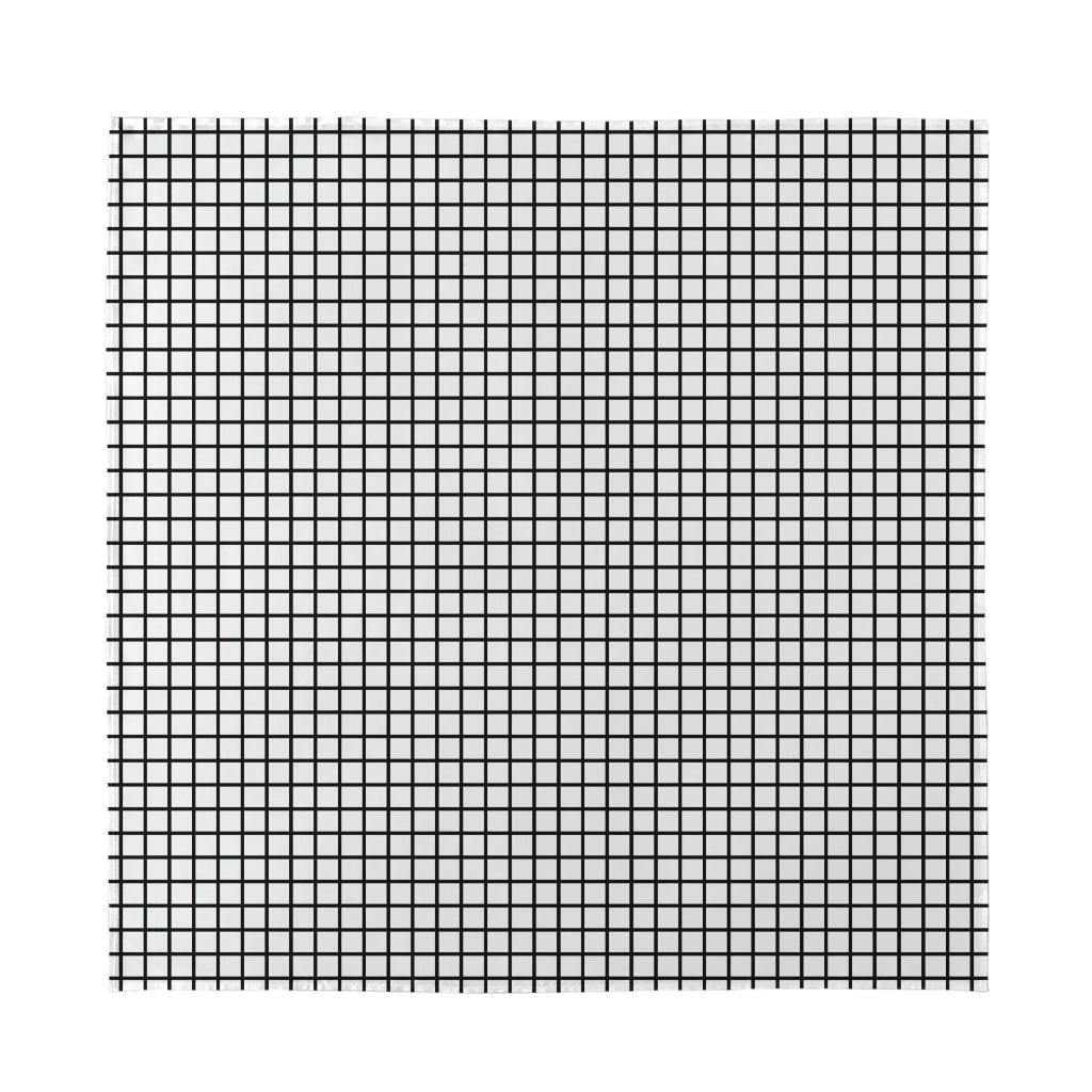 Black And White Windowpane Pattern Print Silk Bandana