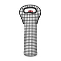 Black And White Windowpane Pattern Print Single Neoprene Wine Tote