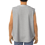 Black And White Windowpane Pattern Print Sleeveless Baseball Jersey
