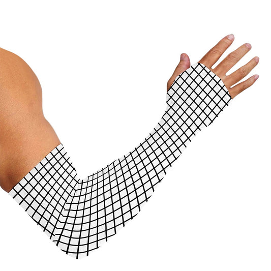 Black And White Windowpane Pattern Print Sun Protection Arm Sleeves