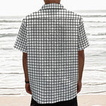 Black And White Windowpane Pattern Print Textured Short Sleeve Shirt