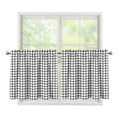 Black And White Windowpane Pattern Print Tier Curtains