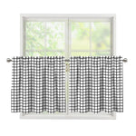 Black And White Windowpane Pattern Print Tier Curtains