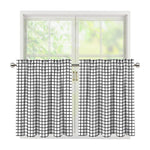 Black And White Windowpane Pattern Print Tier Curtains