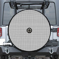 Black And White Windowpane Pattern Print Tire Cover With Camera Hole