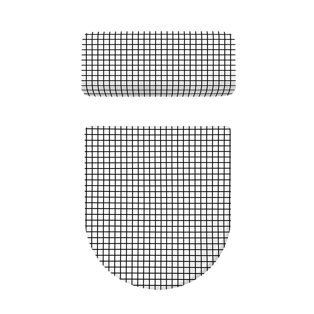 Black And White Windowpane Pattern Print Toilet Lid And Tank Cover Set