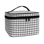 Black And White Windowpane Pattern Print Travel Makeup Bag