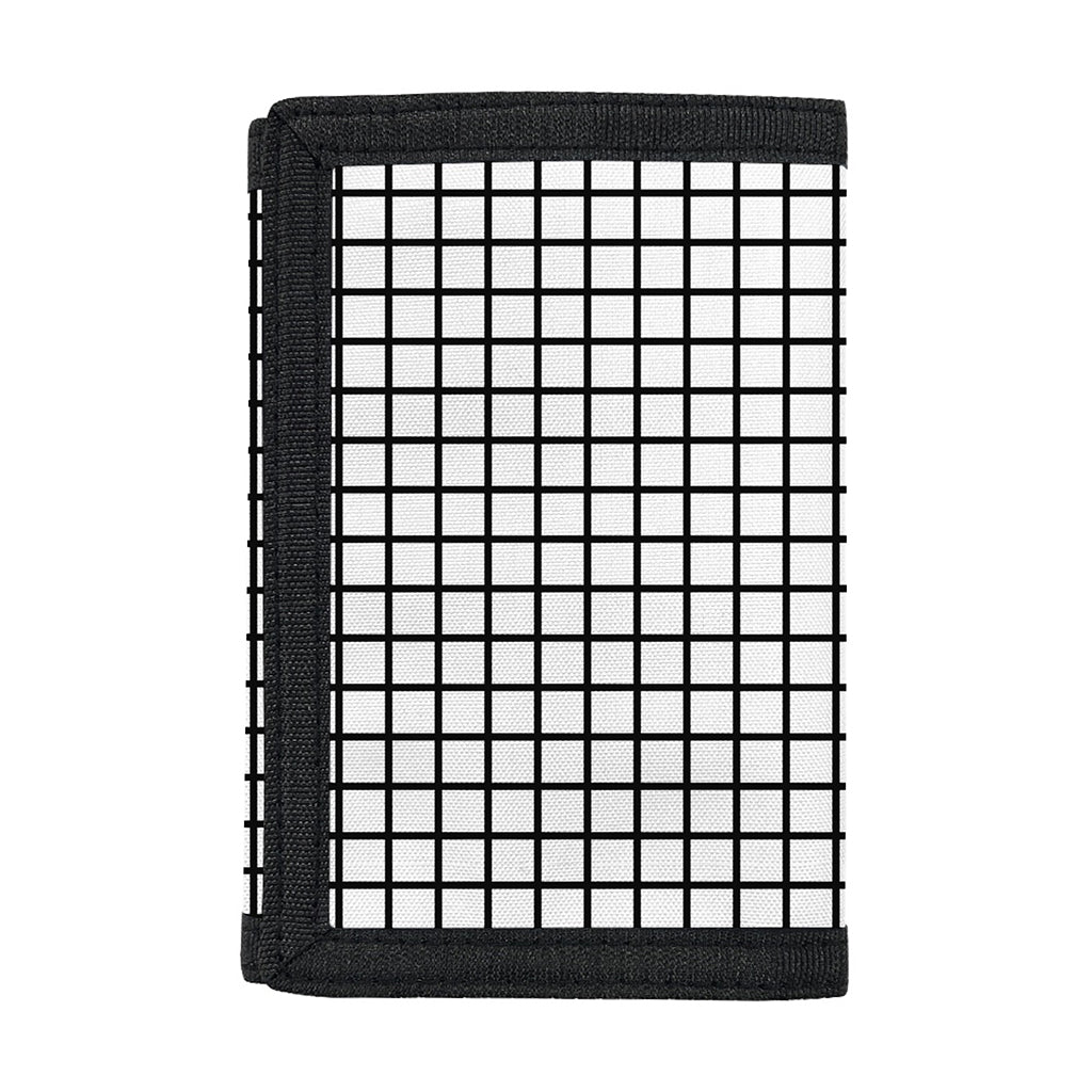 Black And White Windowpane Pattern Print Trifold Wallet