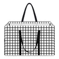 Black And White Windowpane Pattern Print Utility Tote Bag