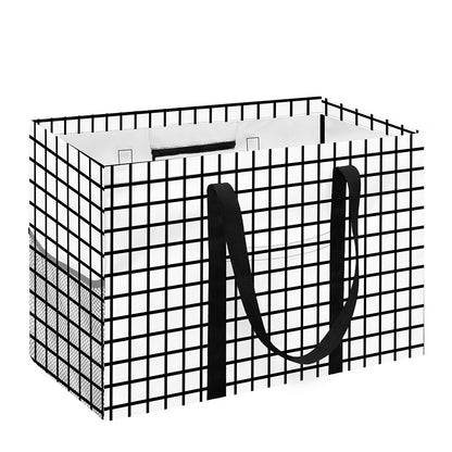 Black And White Windowpane Pattern Print Utility Tote Bag