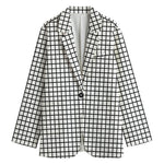 Black And White Windowpane Pattern Print Women's Blazer