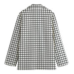 Black And White Windowpane Pattern Print Women's Blazer