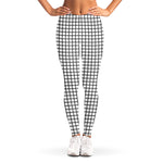 Black And White Windowpane Pattern Print Women's Leggings