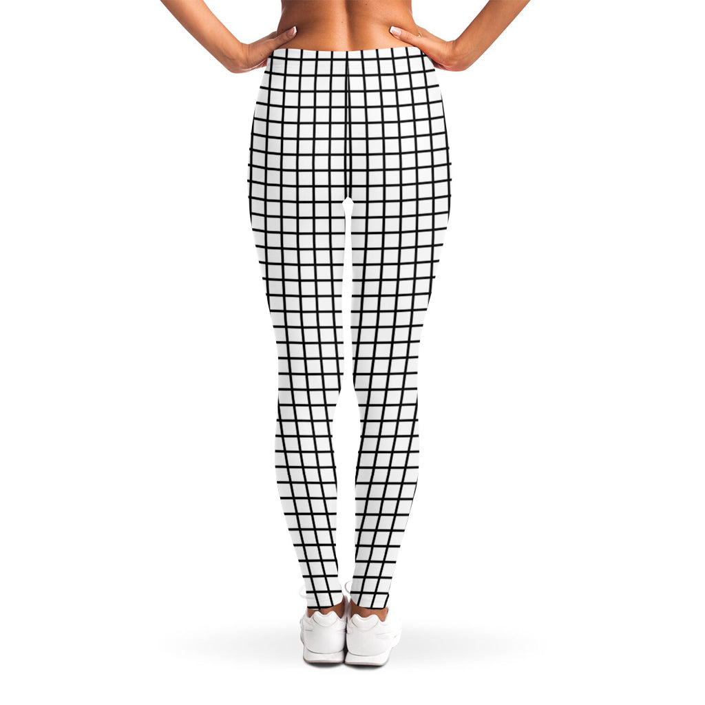 Black And White Windowpane Pattern Print Women's Leggings