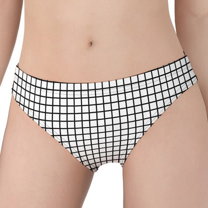 Black And White Windowpane Pattern Print Women's Panties