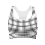 Black And White Windowpane Pattern Print Women's Sports Bra