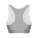 Black And White Windowpane Pattern Print Women's Sports Bra