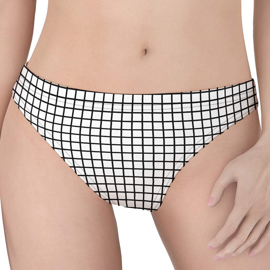 Black And White Windowpane Pattern Print Women's Thong