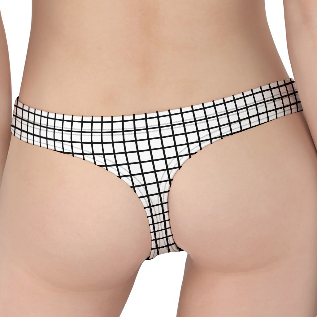 Black And White Windowpane Pattern Print Women's Thong