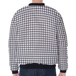 Black And White Windowpane Pattern Print Zip Sleeve Bomber Jacket