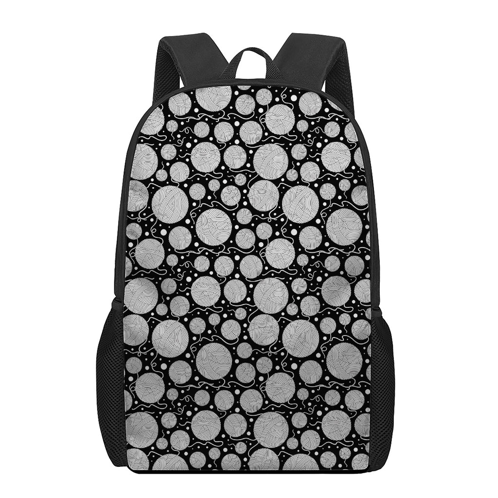 Black And White Yarn Pattern Print 17 Inch Backpack