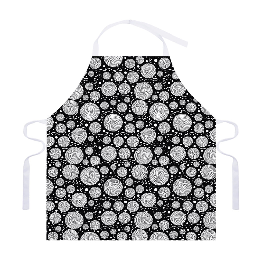 Black And White Yarn Pattern Print Adjustable Apron