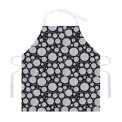 Black And White Yarn Pattern Print Adjustable Apron