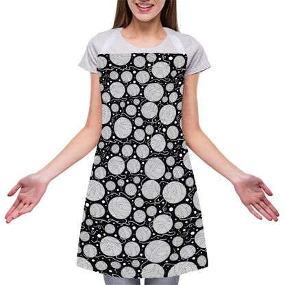 Black And White Yarn Pattern Print Adjustable Apron