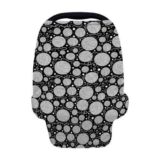 Black And White Yarn Pattern Print Baby Seat Cover