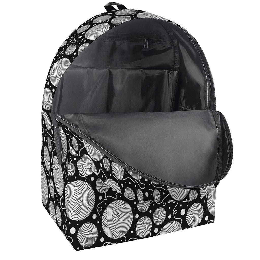 Black And White Yarn Pattern Print Backpack