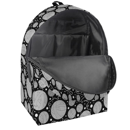 Black And White Yarn Pattern Print Backpack