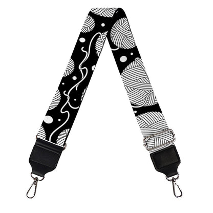 Black And White Yarn Pattern Print Bag Strap