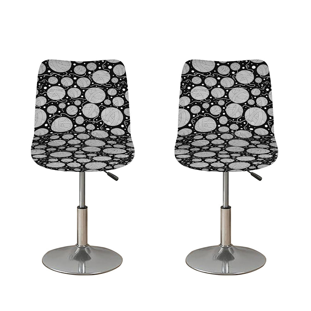 Black And White Yarn Pattern Print Bar Stool Covers