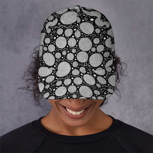 Black And White Yarn Pattern Print Baseball Cap