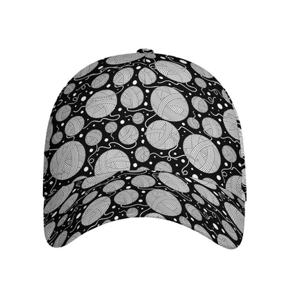 Black And White Yarn Pattern Print Baseball Cap