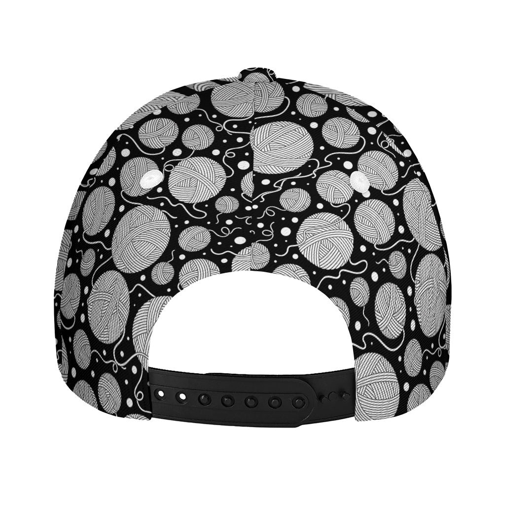 Black And White Yarn Pattern Print Baseball Cap