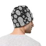 Black And White Yarn Pattern Print Beanie