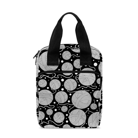 Black And White Yarn Pattern Print Bible Tote Bag