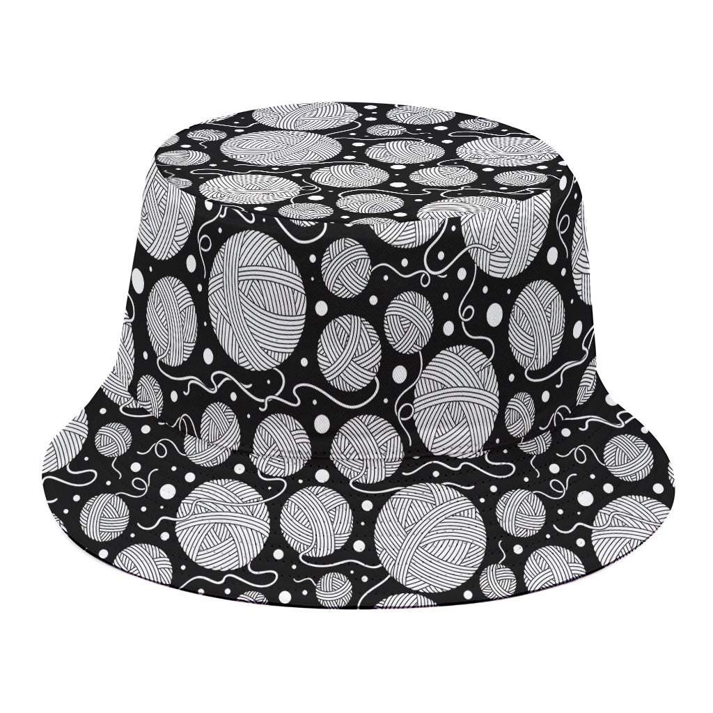 Black And White Yarn Pattern Print Bucket Hat