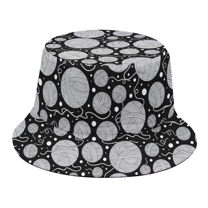 Black And White Yarn Pattern Print Bucket Hat